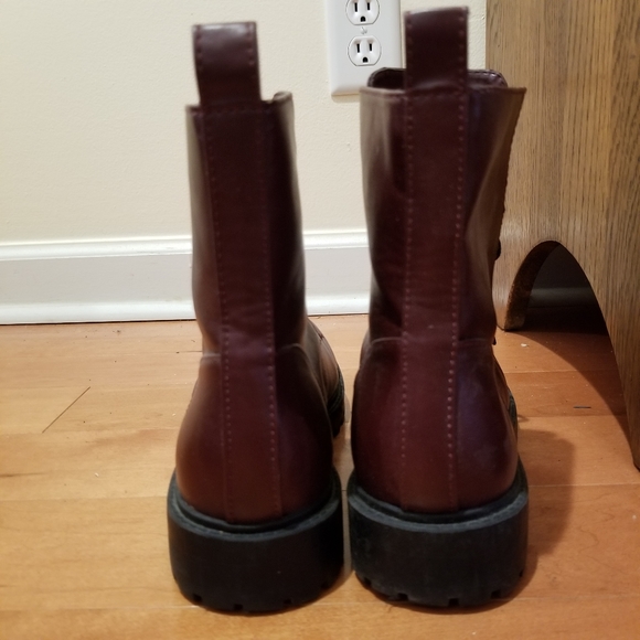 NWOT Red Vegan Leather Doc Martin Style Boots - Picture 7 of 10